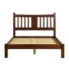 Queen Farmhouse Style Solid Wood Platform Bed Frame with Headboard in Cherry