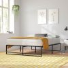 Queen Size Black Metal Platform Bed Frame with Under-Bed Storage Space