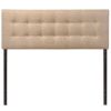 Full size Beige Tan Taupe Fabric Upholstered Button Tufted Headboard